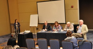 I moderated the Catholic Fiction Panel: left to right, John Desjarlais, Ann Lewis, Gene Wolfe and Arthur Powers