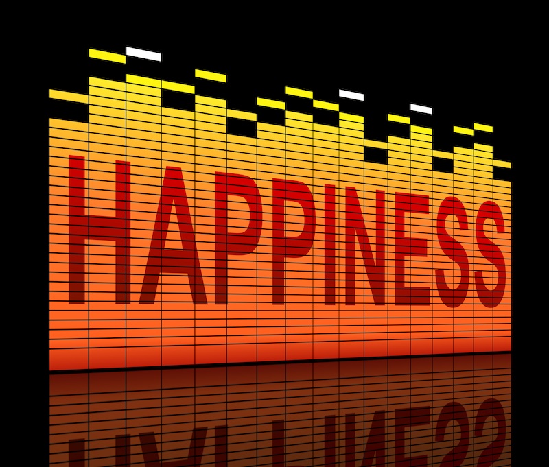 Illustration depicting graphic equalizer bars with a happiness concept.