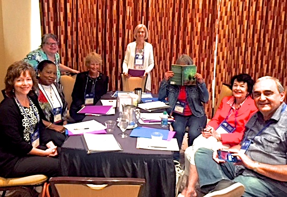 Nancy Ward facilitates the Nonfiction Critique Workshop at the Catholic Writers Conference Live in Lancaster, PA, on July 31, 2018. Left to right, Geri Guadagno, Donna Mitchell, Lisa White, Barbara Lorenzo, Nancy Ward, Virginia Pillars, Forrest Yanke and Tony Agnesi